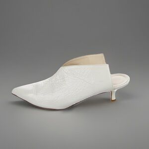 Tibi White Patent Leather Pointed-Toe Kitten Heel Mules – Size 39 (US 8)
